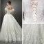 Best Ivory Wedding Dresses 2019 A-Line / Princess Off-The-Shoulder Short Sleeve Backless Appliques Lace Beading Sweep Train Ruffle
