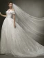 Luxus / Herrlich Ivory / Creme Bling Bling Brautkleider / Hochzeitskleider 2019 A Linie Off Shoulder Kurze Ärmel Rückenfreies Glanz Tülle Hof-Schleppe