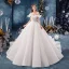 Luxury / Gorgeous Ivory Wedding Dresses 2019 Ball Gown Off-The-Shoulder Short Sleeve Backless Glitter Tulle Chapel Train Ruffle