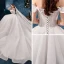 Luxury / Gorgeous Ivory Wedding Dresses 2019 Ball Gown Off-The-Shoulder Short Sleeve Backless Glitter Tulle Chapel Train Ruffle