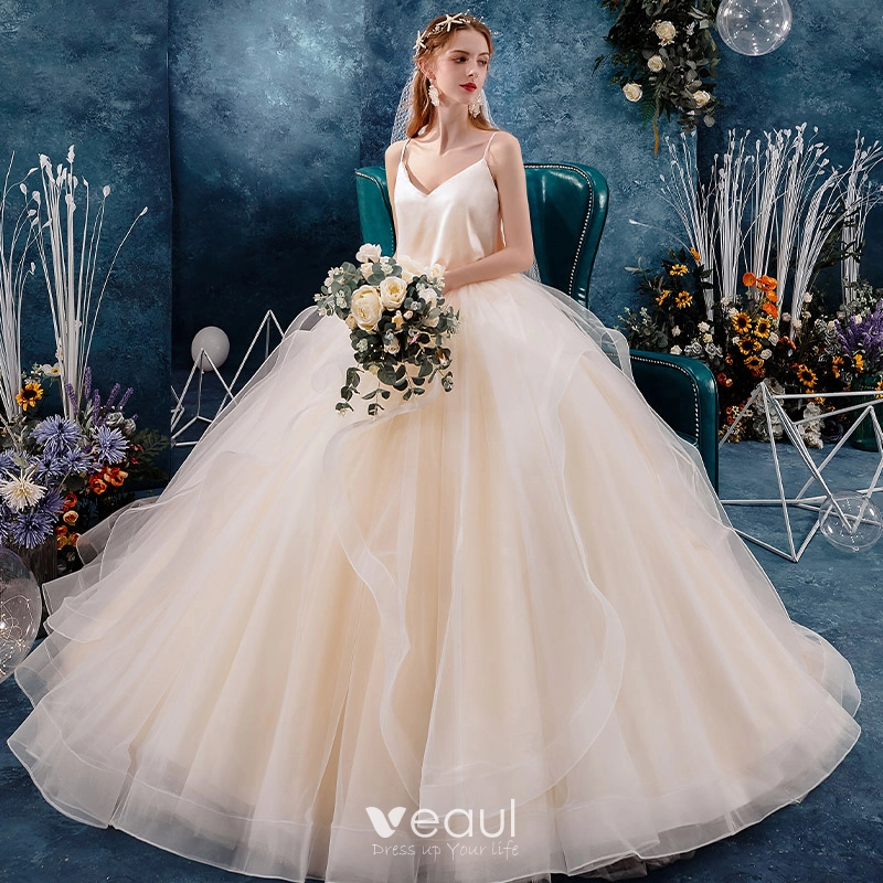 Champagne silk wedding dress sale
