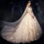 Bling Bling Champagne Robe De Mariée 2019 Robe Boule De l'épaule Manches Courtes Dos Nu Glitter Paillettes Cathedral Train Volants