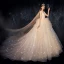 Bling Bling Champagne Wedding Dresses 2019 Ball Gown Deep V-Neck Sleeveless Backless Glitter Tulle Ruffle Cathedral Train