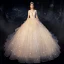 Bling Bling Champagne Wedding Dresses 2019 Ball Gown Deep V-Neck Sleeveless Backless Glitter Tulle Ruffle Cathedral Train