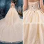 Fine Champagne Brudekjoler 2019 Prinsesse Fantastiske / Unike Kjæreste Uten Ermer Ryggløse Glitter Paljetter Tyll Cathedral Train Buste