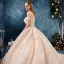 Bling Bling Champagne Wedding Dresses 2019 Ball Gown Off-The-Shoulder Short Sleeve Backless Appliques Lace Sequins Glitter Tulle Chapel Train Ruffle