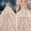 Bling Bling Champagne Wedding Dresses 2019 Ball Gown Off-The-Shoulder Short Sleeve Backless Appliques Lace Sequins Glitter Tulle Chapel Train Ruffle