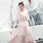 Moderne / Mode Océan Bleu Robe Demoiselle D'honneur 2019 Princesse Thé Longueur Volants en Cascade Dos Nu Robe Pour Mariage