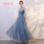 Chic / Belle Bleu Ciel Transparentes Robe Demoiselle D'honneur 2019 Princesse Étoile Paillettes Appliques En Dentelle Longue Volants Dos Nu Robe Pour Mariage