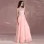 Modern / Fashion Pearl Pink Bridesmaid Dresses 2018 A-Line / Princess Scoop Neck Sleeveless Appliques Lace Sash Floor-Length / Long Backless Wedding Party Dresses