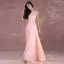 Modern / Fashion Pearl Pink Bridesmaid Dresses 2018 A-Line / Princess Scoop Neck Sleeveless Appliques Lace Sash Floor-Length / Long Backless Wedding Party Dresses