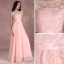 Modern / Fashion Pearl Pink Bridesmaid Dresses 2018 A-Line / Princess Scoop Neck Sleeveless Appliques Lace Sash Floor-Length / Long Backless Wedding Party Dresses