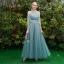 Elegant Jade Green Bridesmaid Dresses 2019 A-Line / Princess Sash Floor-Length / Long Ruffle Backless Wedding Party Dresses