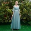 Elegant Jade Green Bridesmaid Dresses 2019 A-Line / Princess Sash Floor-Length / Long Ruffle Backless Wedding Party Dresses