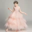 Chic / Belle Perle Rose Transparentes Robe Ceremonie Fille 2019 Robe Boule Encolure Dégagée Sans Manches Appliques En Dentelle Faux Diamant Longue Volants en Cascade Dos Nu Robe Pour Mariage