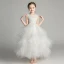 Chic / Belle Perle Rose Transparentes Robe Ceremonie Fille 2019 Robe Boule Encolure Dégagée Sans Manches Appliques En Dentelle Faux Diamant Longue Volants en Cascade Dos Nu Robe Pour Mariage