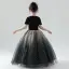 Chic / Beautiful Black Flower Girl Dresses 2019 Ball Gown Scoop Neck Short Sleeve Star Embroidered Glitter Tulle Floor-Length / Long Ruffle Wedding Party Dresses