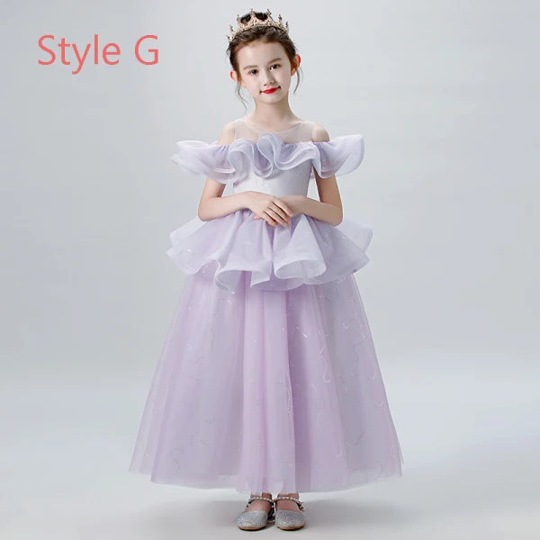 Elegant Champagne Grey Flower Girl Dresses 2019 Ball Gown See-through Scoop Neck Short Sleeve Glitter Tulle Floor-Length / Long Ruffle Wedding Party Dresses