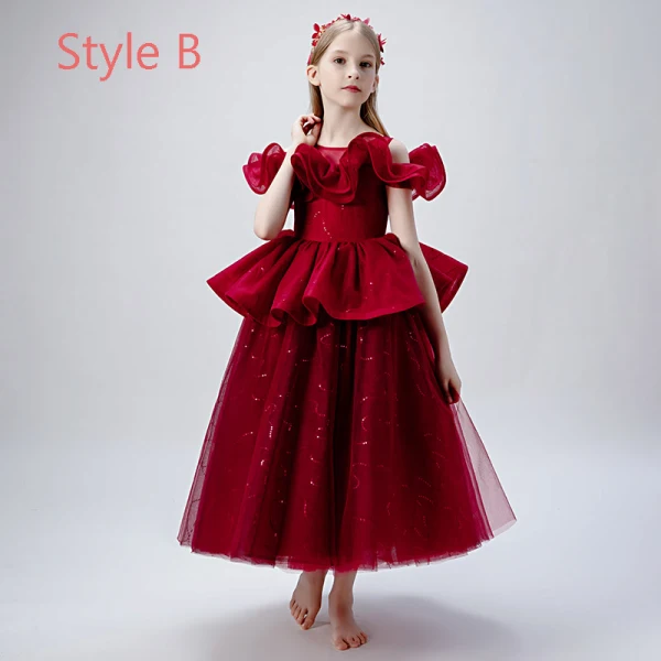 Elegant Champagne Grey Flower Girl Dresses 2019 Ball Gown See-through Scoop Neck Short Sleeve Glitter Tulle Floor-Length / Long Ruffle Wedding Party Dresses