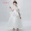 Elegant Champagne Grey Flower Girl Dresses 2019 Ball Gown See-through Scoop Neck Short Sleeve Glitter Tulle Floor-Length / Long Ruffle Wedding Party Dresses