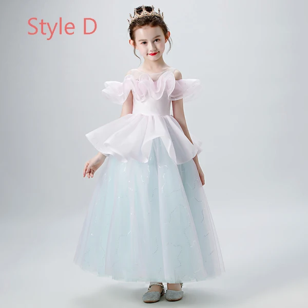 Elegant Champagne Grey Flower Girl Dresses 2019 Ball Gown See-through Scoop Neck Short Sleeve Glitter Tulle Floor-Length / Long Ruffle Wedding Party Dresses