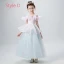 Elegant Champagne Grey Flower Girl Dresses 2019 Ball Gown See-through Scoop Neck Short Sleeve Glitter Tulle Floor-Length / Long Ruffle Wedding Party Dresses