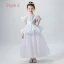 Elegant Champagne Grey Flower Girl Dresses 2019 Ball Gown See-through Scoop Neck Short Sleeve Glitter Tulle Floor-Length / Long Ruffle Wedding Party Dresses