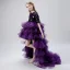 Haute Basse Grape Robe Ceremonie Fille 2019 Robe Boule Encolure Dégagée 1/2 Manches Gland Paillettes Asymétrique Volants en Cascade Robe Pour Mariage