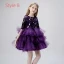 Haute Basse Grape Robe Ceremonie Fille 2019 Robe Boule Encolure Dégagée 1/2 Manches Gland Paillettes Asymétrique Volants en Cascade Robe Pour Mariage