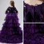 Haute Basse Grape Robe Ceremonie Fille 2019 Robe Boule Encolure Dégagée 1/2 Manches Gland Paillettes Asymétrique Volants en Cascade Robe Pour Mariage