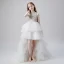 Vintage / Retro White Flower Girl Dresses 2019 Ball Gown High Neck Sleeveless Appliques Lace Beading Asymmetrical Cascading Ruffles Wedding Party Dresses