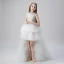 Vintage / Retro White Flower Girl Dresses 2019 Ball Gown High Neck Sleeveless Appliques Lace Beading Asymmetrical Cascading Ruffles Wedding Party Dresses