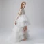 Vintage / Retro White Flower Girl Dresses 2019 Ball Gown High Neck Sleeveless Appliques Lace Beading Asymmetrical Cascading Ruffles Wedding Party Dresses