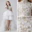 Vintage / Retro White Flower Girl Dresses 2019 Ball Gown High Neck Sleeveless Appliques Lace Beading Asymmetrical Cascading Ruffles Wedding Party Dresses