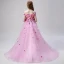 Flower Fairy Blushing Pink Flower Girl Dresses 2019 Ball Gown Off-The-Shoulder Short Sleeve Appliques Flower Pearl Glitter Tulle Asymmetrical Ruffle Backless Wedding Party Dresses
