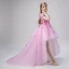 Flower Fairy Blushing Pink Flower Girl Dresses 2019 Ball Gown Off-The-Shoulder Short Sleeve Appliques Flower Pearl Glitter Tulle Asymmetrical Ruffle Backless Wedding Party Dresses