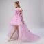 Flower Fairy Blushing Pink Flower Girl Dresses 2019 Ball Gown Off-The-Shoulder Short Sleeve Appliques Flower Pearl Glitter Tulle Asymmetrical Ruffle Backless Wedding Party Dresses