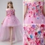 Flower Fairy Blushing Pink Flower Girl Dresses 2019 Ball Gown Off-The-Shoulder Short Sleeve Appliques Flower Pearl Glitter Tulle Asymmetrical Ruffle Backless Wedding Party Dresses