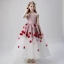 Flower Fairy Blushing Pink White Flower Girl Dresses 2019 Ball Gown Off-The-Shoulder Short Sleeve Glitter Polyester Appliques Flower Floor-Length / Long Ruffle Backless Wedding Party Dresses