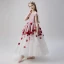 Flower Fairy Blushing Pink White Flower Girl Dresses 2019 Ball Gown Off-The-Shoulder Short Sleeve Glitter Polyester Appliques Flower Floor-Length / Long Ruffle Backless Wedding Party Dresses