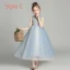 Vintage / Retro Sky Blue Flower Girl Dresses 2019 Ball Gown High Neck Sleeveless Appliques Lace Beading Asymmetrical Ruffle Wedding Party Dresses