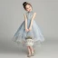 Vintage / Retro Sky Blue Flower Girl Dresses 2019 Ball Gown High Neck Sleeveless Appliques Lace Beading Asymmetrical Ruffle Wedding Party Dresses