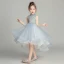 Vintage / Retro Sky Blue Flower Girl Dresses 2019 Ball Gown High Neck Sleeveless Appliques Lace Beading Asymmetrical Ruffle Wedding Party Dresses