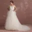 Élégant Ivoire Robe De Mariée 2018 Princesse Encolure Carrée Sans Manches Dos Nu Appliques En Dentelle Faux Diamant Ceinture Tribunal Train