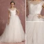 Élégant Ivoire Robe De Mariée 2018 Princesse Encolure Carrée Sans Manches Dos Nu Appliques En Dentelle Faux Diamant Ceinture Tribunal Train
