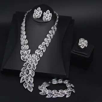 Exaggerated Silver Evening Party Rhinestone Necklaces Earrings Rings Bracelets 2023 Accessories