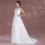 Eleganckie Białe Suknie Ślubne 2018 Princessa Wycięciem Bez Rękawów Aplikacje Z Koronki Szarfa odpinany Trenem Sąd