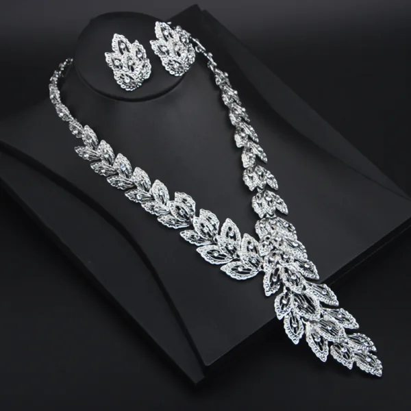 Exagéré Argenté Soirée Faux Diamant Colliers Boucles D'Oreilles Anneaux Bracelets 2023 Accessorize