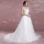 Elegante Weiß Brautkleider 2018 A Linie Rundhalsausschnitt Ärmellos Rückenfreies Applikationen Mit Spitze Strass Stoffgürtel Hof-Schleppe