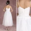 Schlicht Ivory / Creme Strand Brautkleider 2018 A Linie Spaghettiträger Ärmellos Rückenfreies Applikationen Mit Spitze Wadenlang